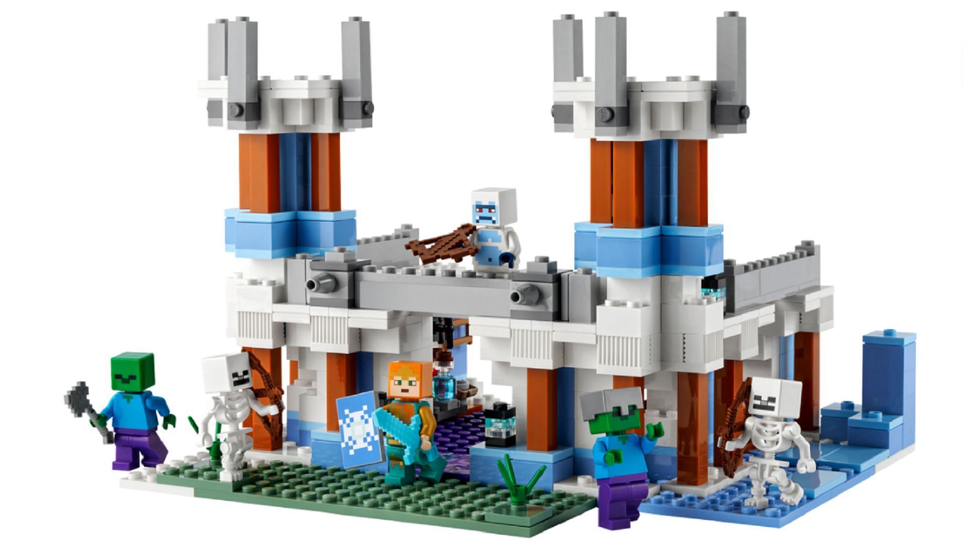 The Ice Castle comes complete with plenty of characters and a frigid castle (Image via Mojang/Lego)