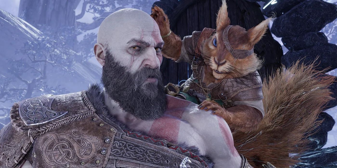 Kratos and Ratatoskr the Squirrel (Image via Santa Monica Studios)