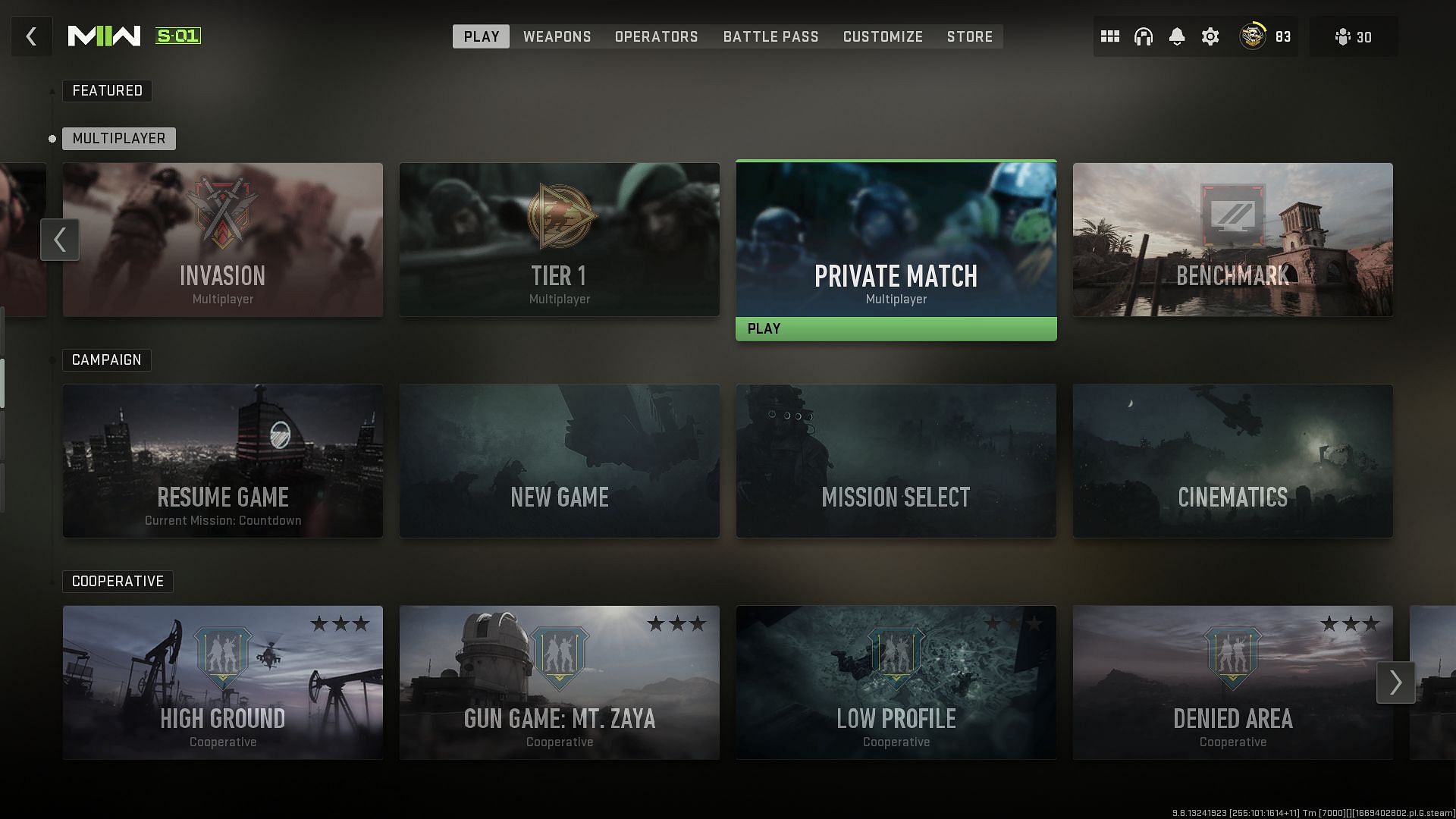 Private Match option in MW2 (Image via Activision)