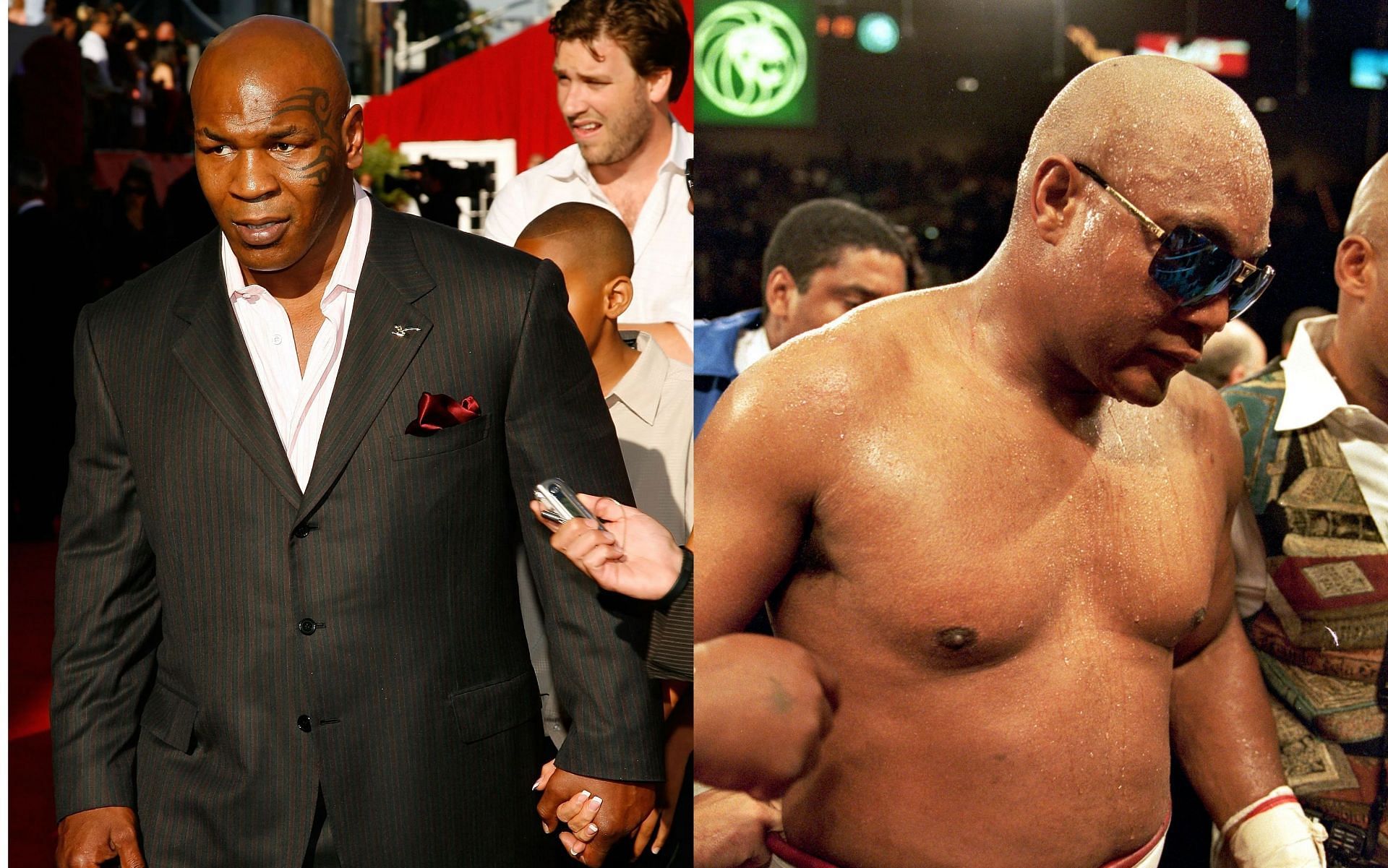 Mike Tyson (L), and George Foreman (R).