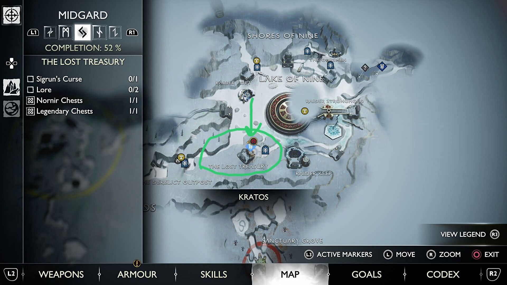 Select the &#039;The Lost Treasury&#039; objective and go to the Sigrun&#039;s Curse (Image via EuroGamer)