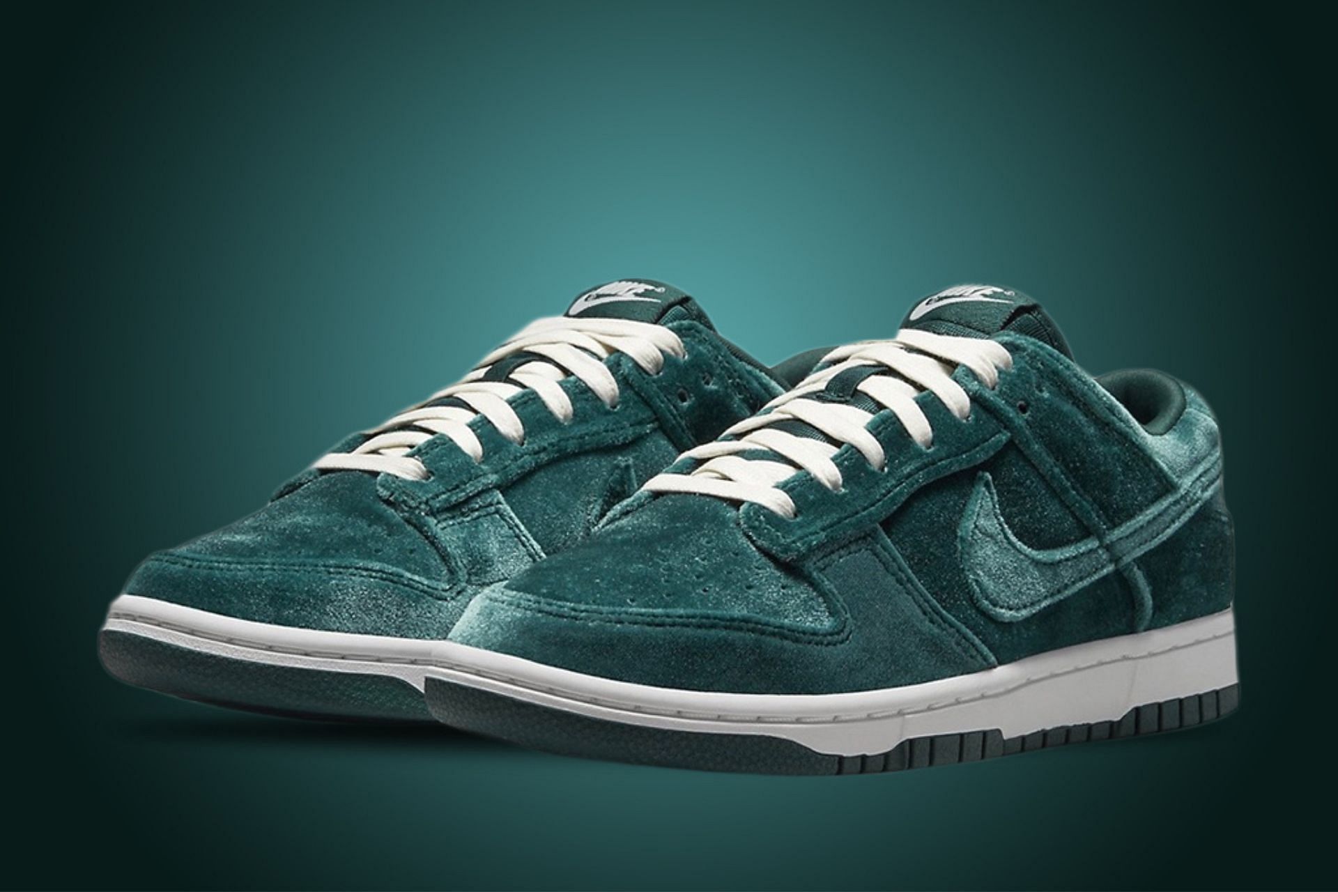 Nike Dunk Low Bright Spruce Velvet colorway (Image via Nike)