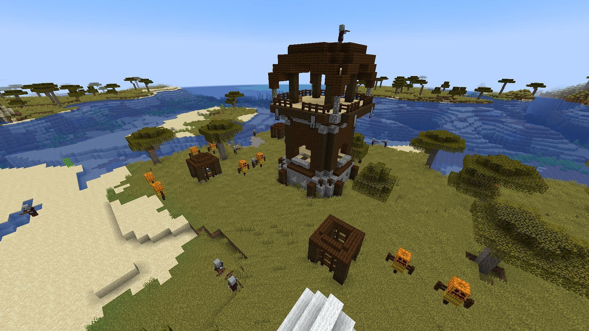 Apart from the new goat horn, there is not much to loot in Pillager Outpost in Minecraft (Image via Mojang)
