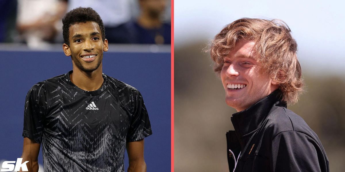 Felix Auger-Aliassime (L) and Andrey Rublev