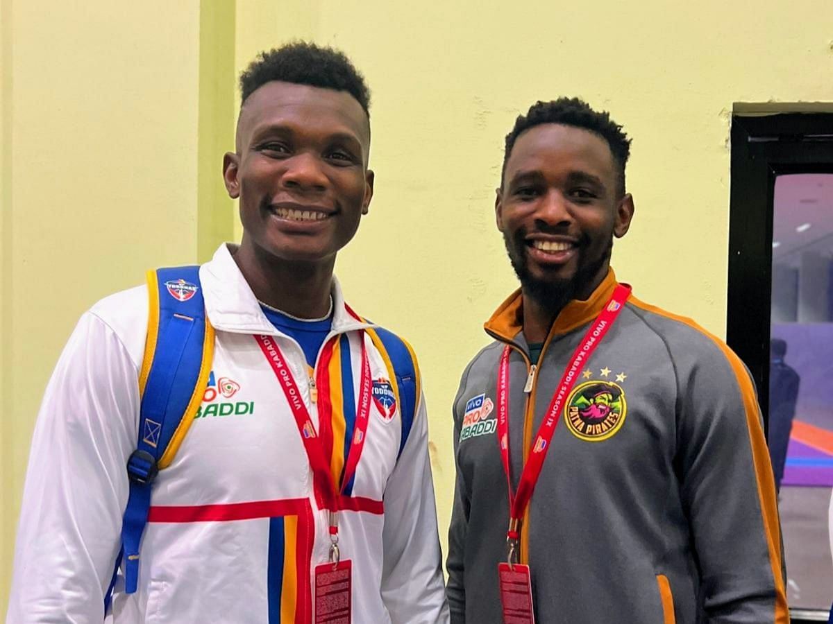 James Kamweti (L) and Daniel Odhiambo (R) from Kenya currently taking part in Pro Kabaddi 2022