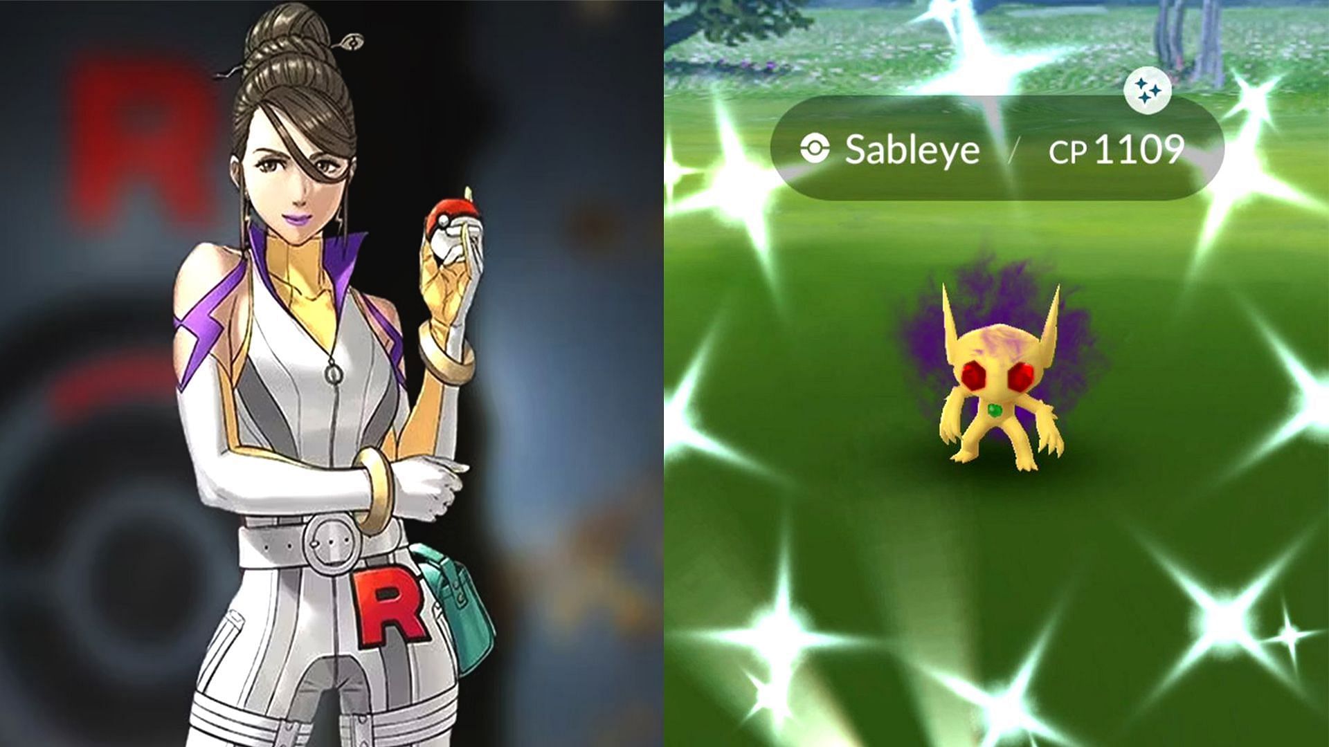 Sierra and Shiny Shadow Sableye in the new Team GO Rocket Takeover Event (Image via Niantic)
