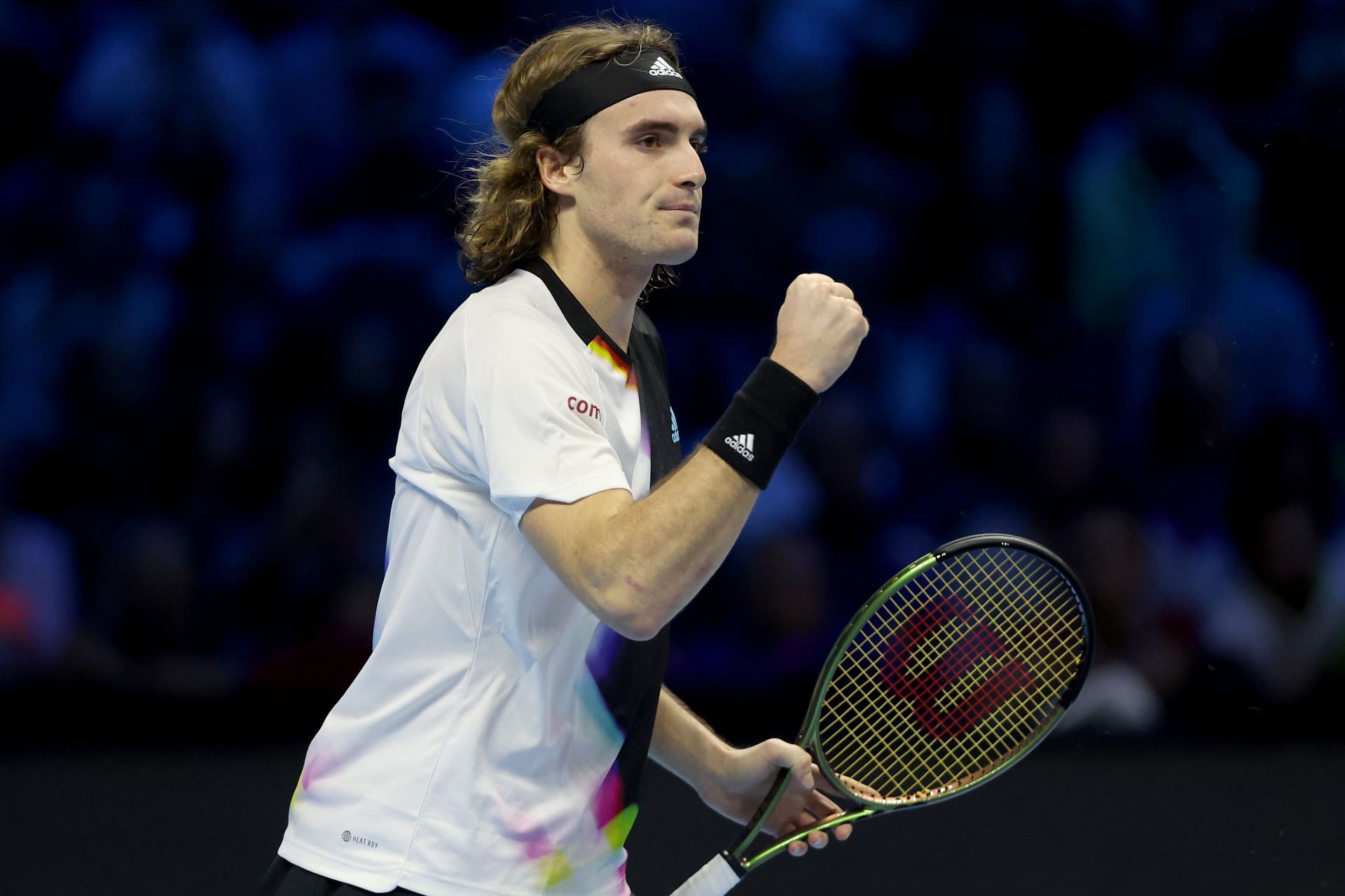 Stefanos Tsitsipas in action at the 2022 ATP Finals.