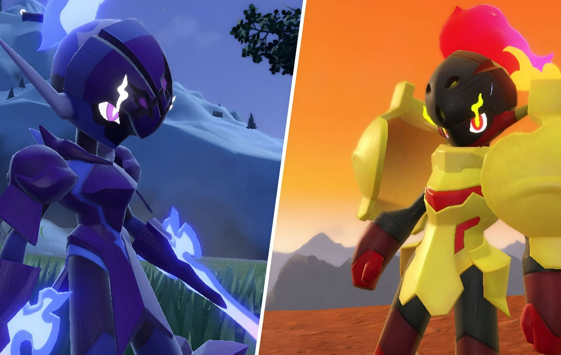 What features are exclusive to the two versions of Pokemon Scarlet and Violet? (Images via Pokemon Scarlet and Violet)