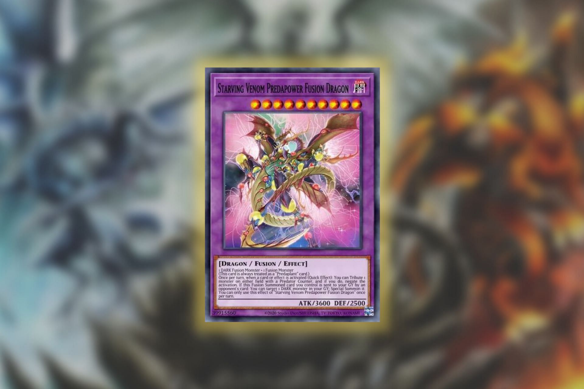 Starving Venom Predapower Fusion Dragon in Yu-Gi-Oh! (image via Konami)