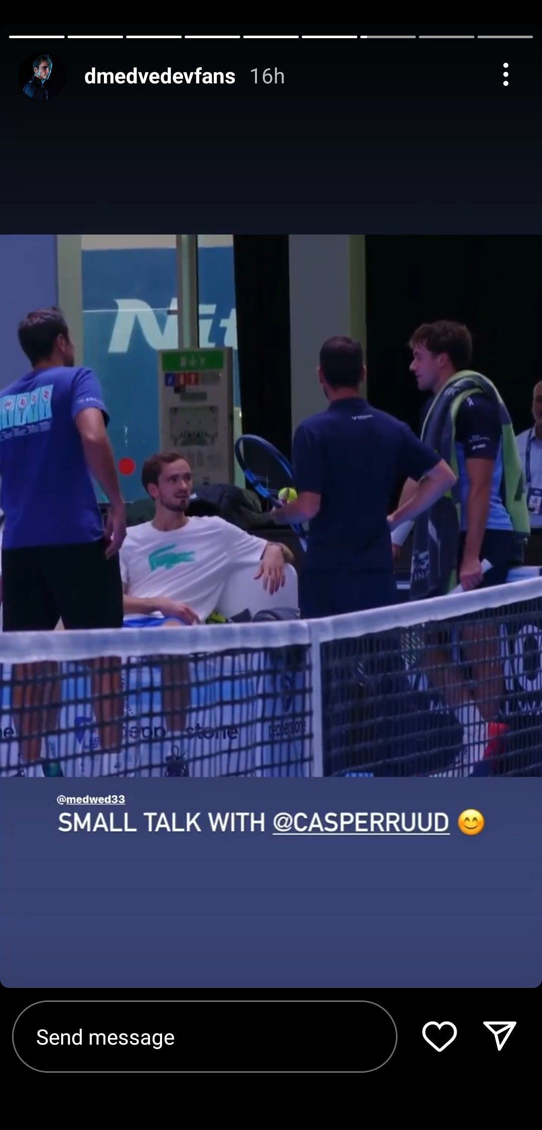 Daniil Medvedev spending time with Casper Ruud after a practice session in Turin