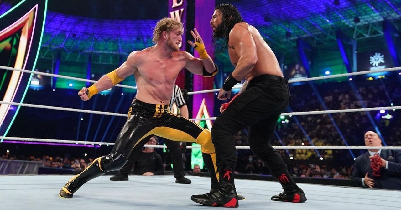 लोगन पॉल और अनडिस्प्यूटेड WWE यूनिवर्सल चैंपियन रोमन रेंस 