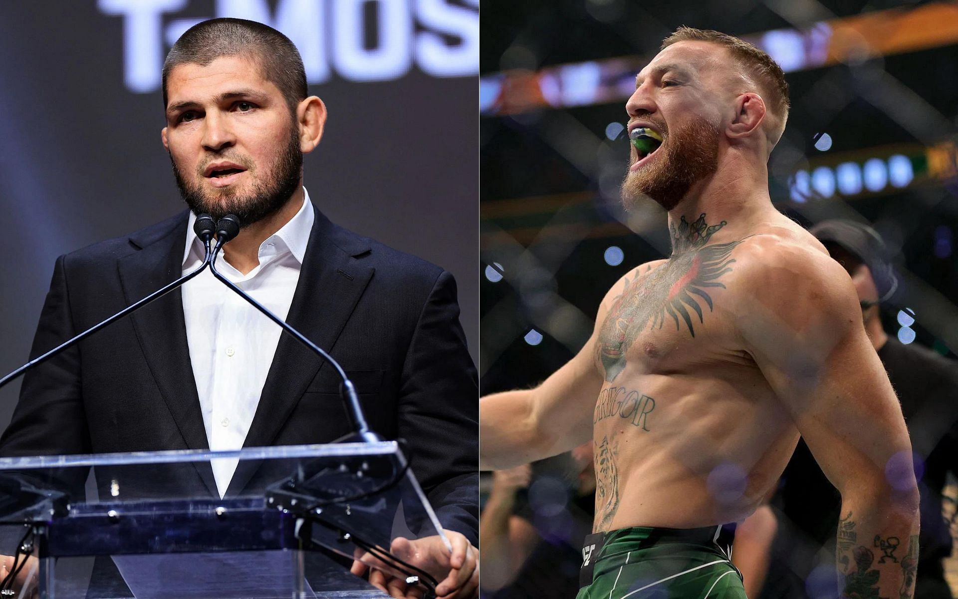 Khabib Nurmagomedov (left) and Conor McGregor (right)