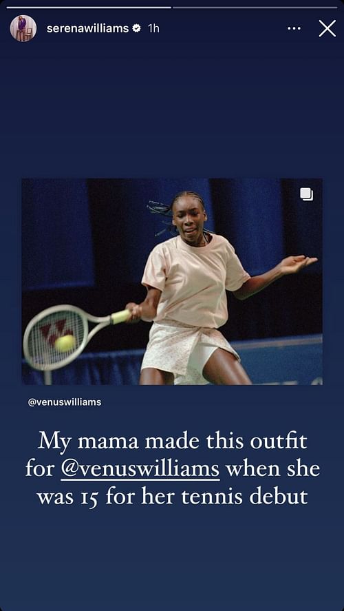 Serena Williams's Instagram story.