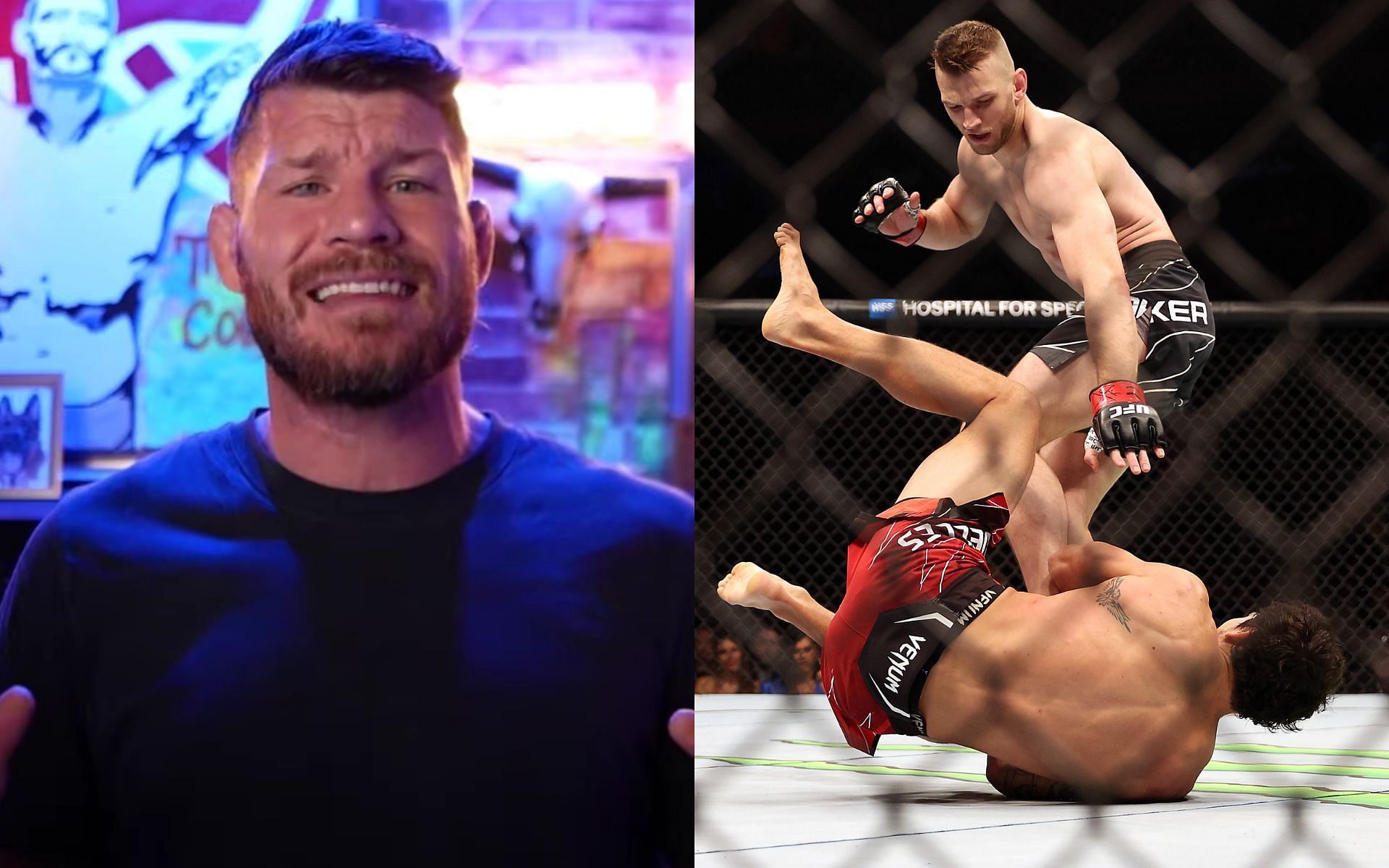 Michael Bisping (left), Dan Hooker vs. Claudio Puelles (right) [Image courtesy of Michael Bisping on YouTube]