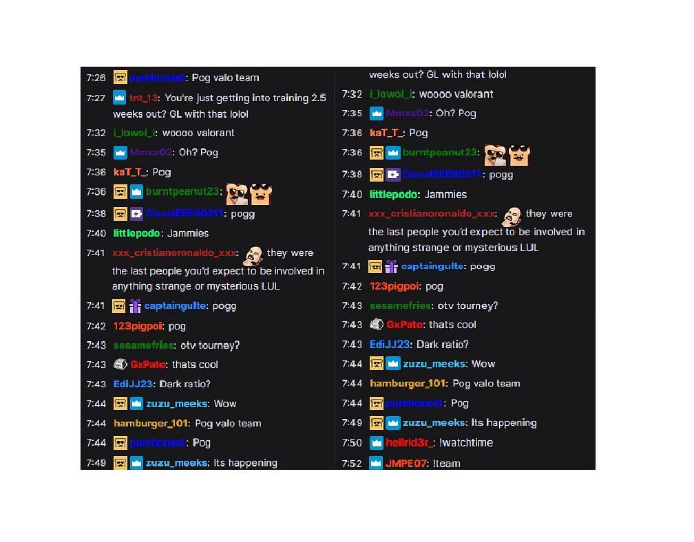 Chat reacts to the streamer&#039;s updates (image via Disguised Toast Twitch)