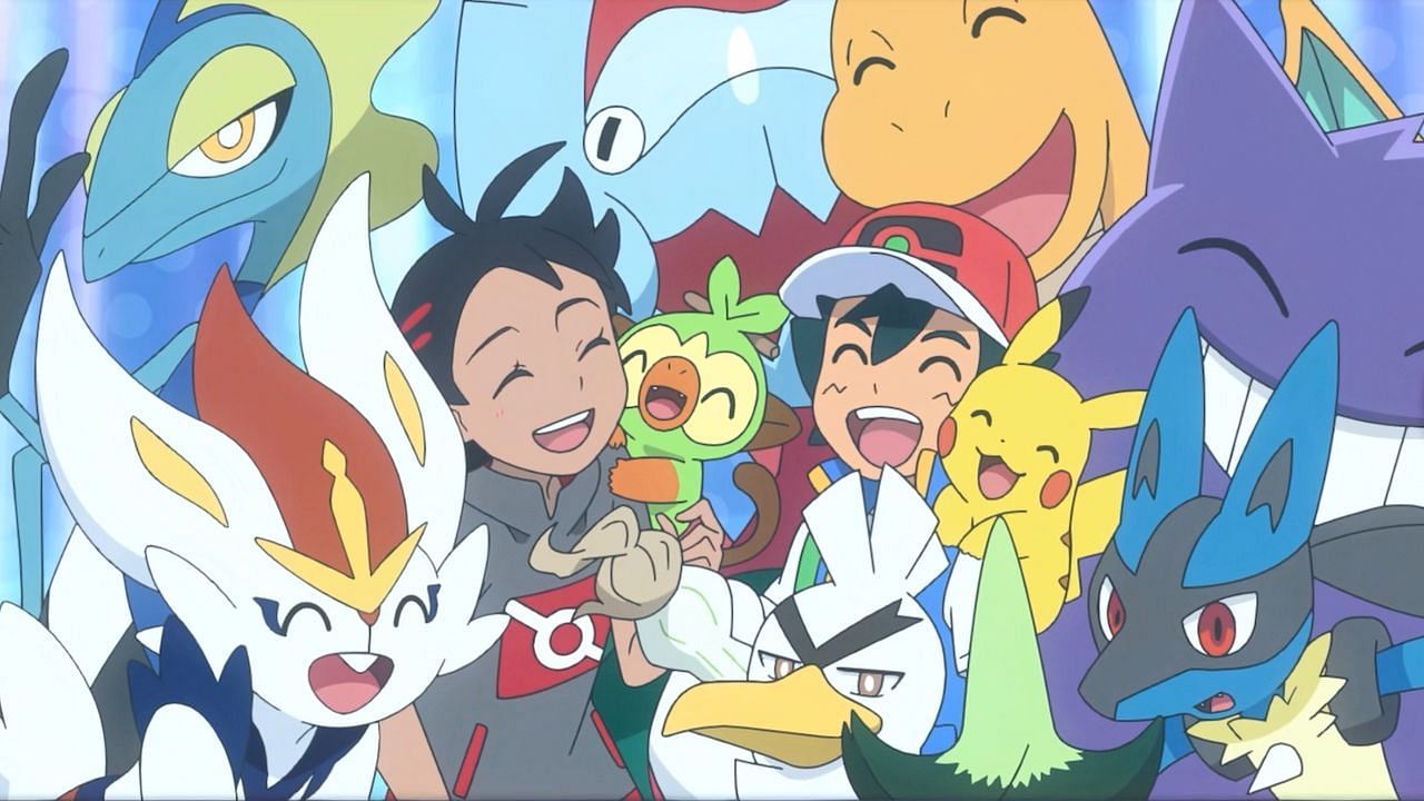 Ash and Goh alongside their Pokemon in the anime (Image via The Pokemon Company)