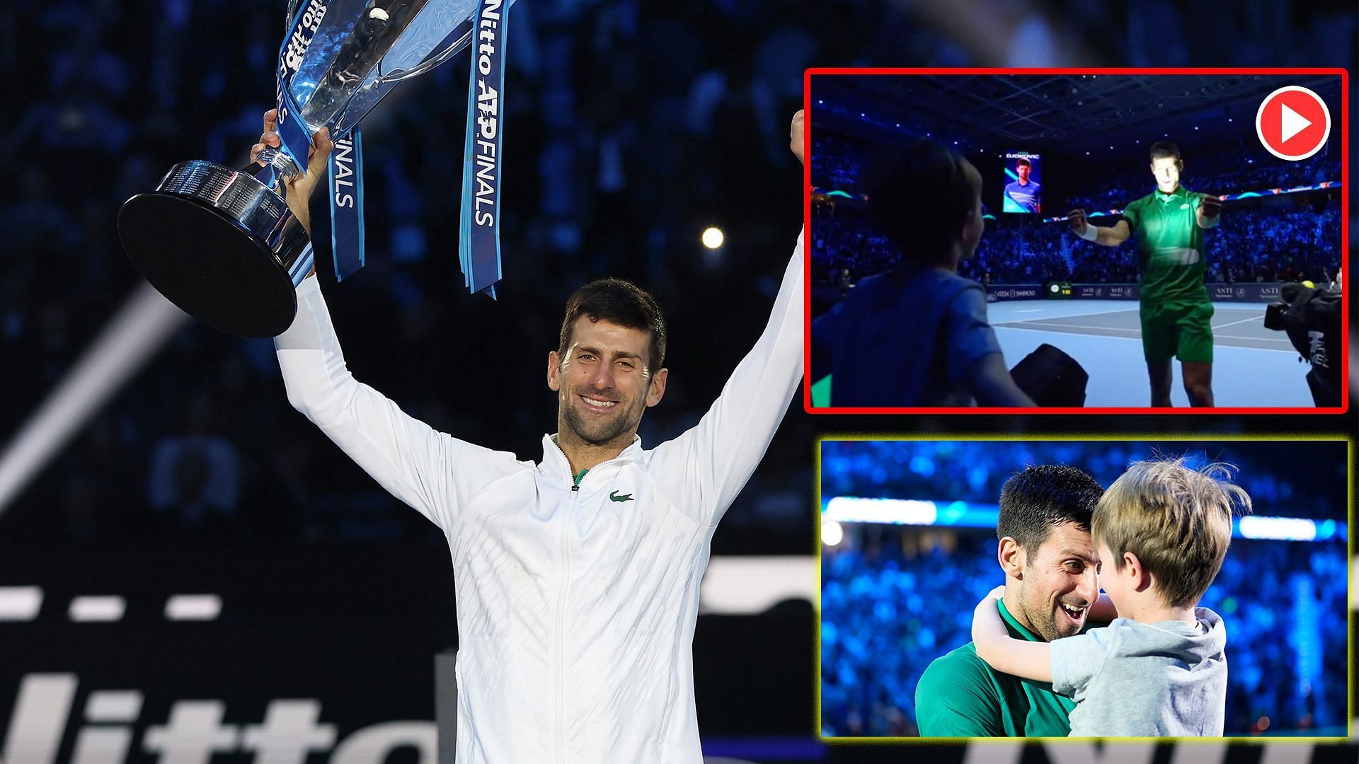Novak Djokovic celebrates ATP Finals win with his son Stefan