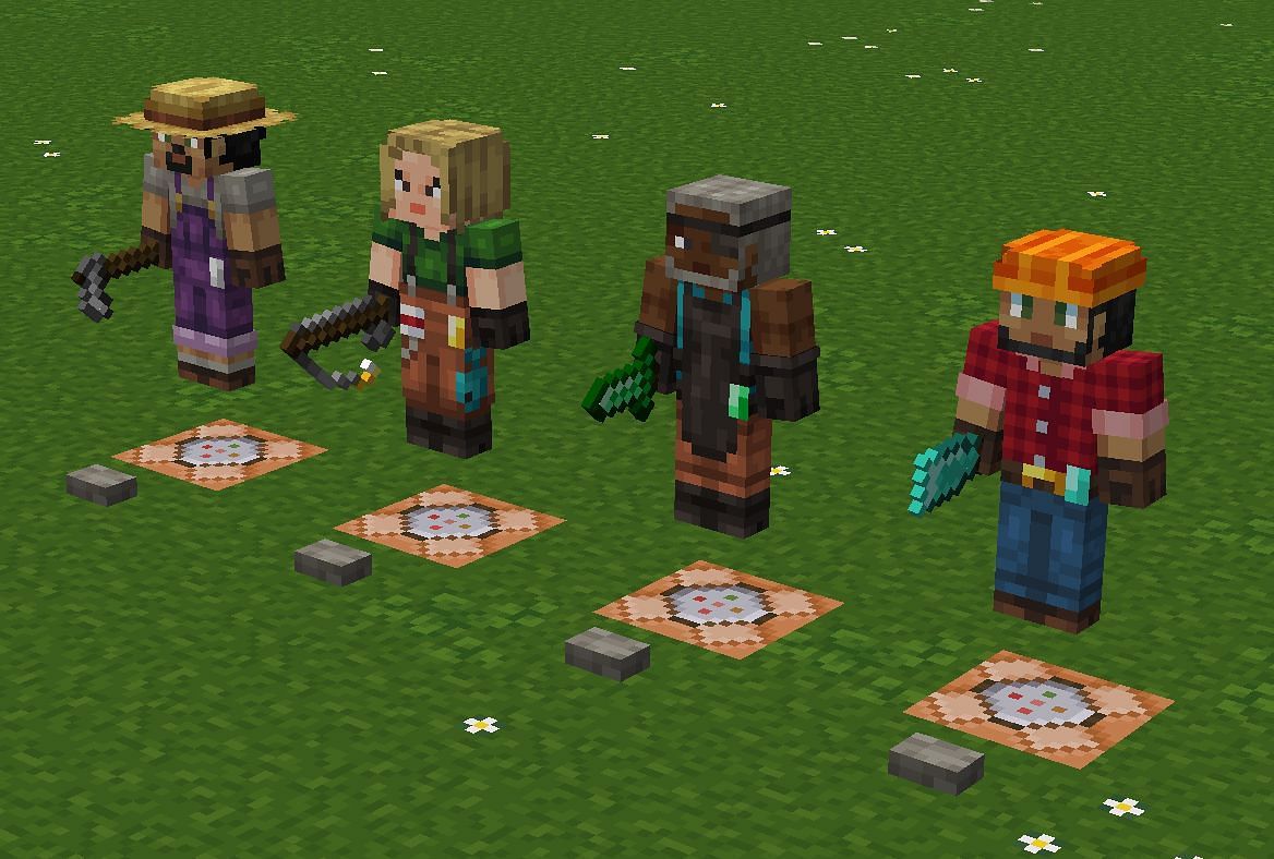 Villagers re-textured into humans (Image via CurseForge)