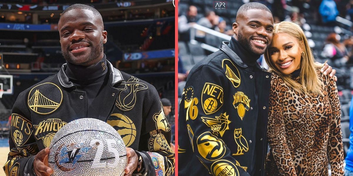 Frances Tiafoe enjoys an NBA game with Ayan Broomfield