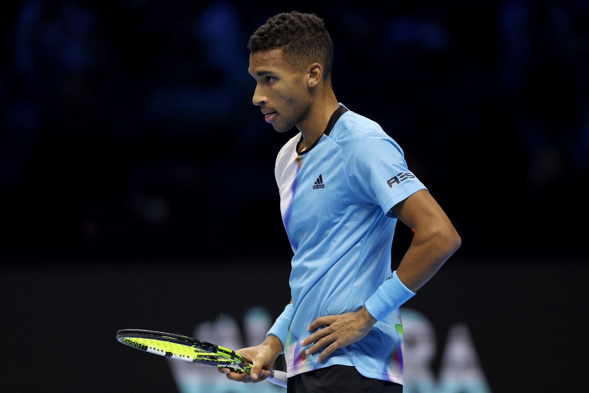 Felix Auger-Aliassime was pictured at the Nitto ATP Finals.