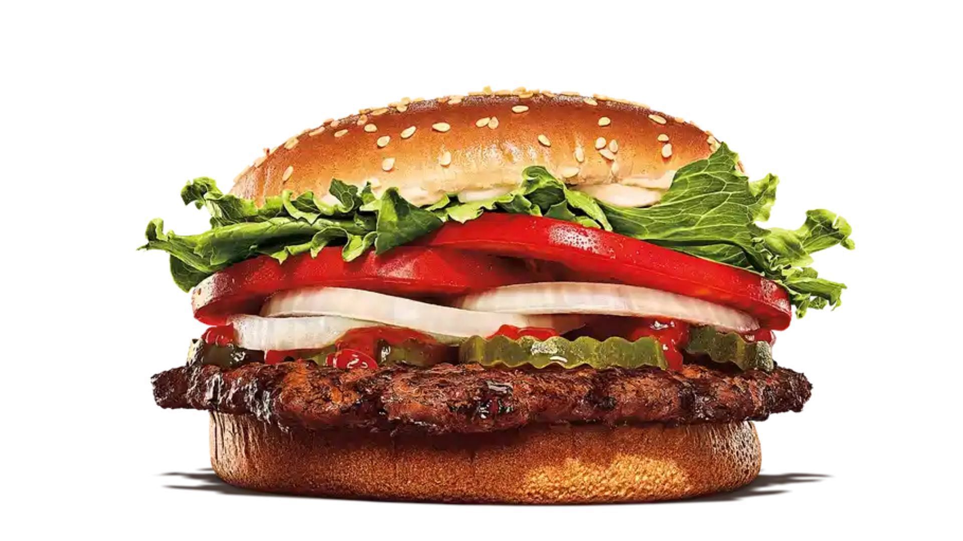 Whopper with a &frac14; lb beef patty (Image via Burger King)