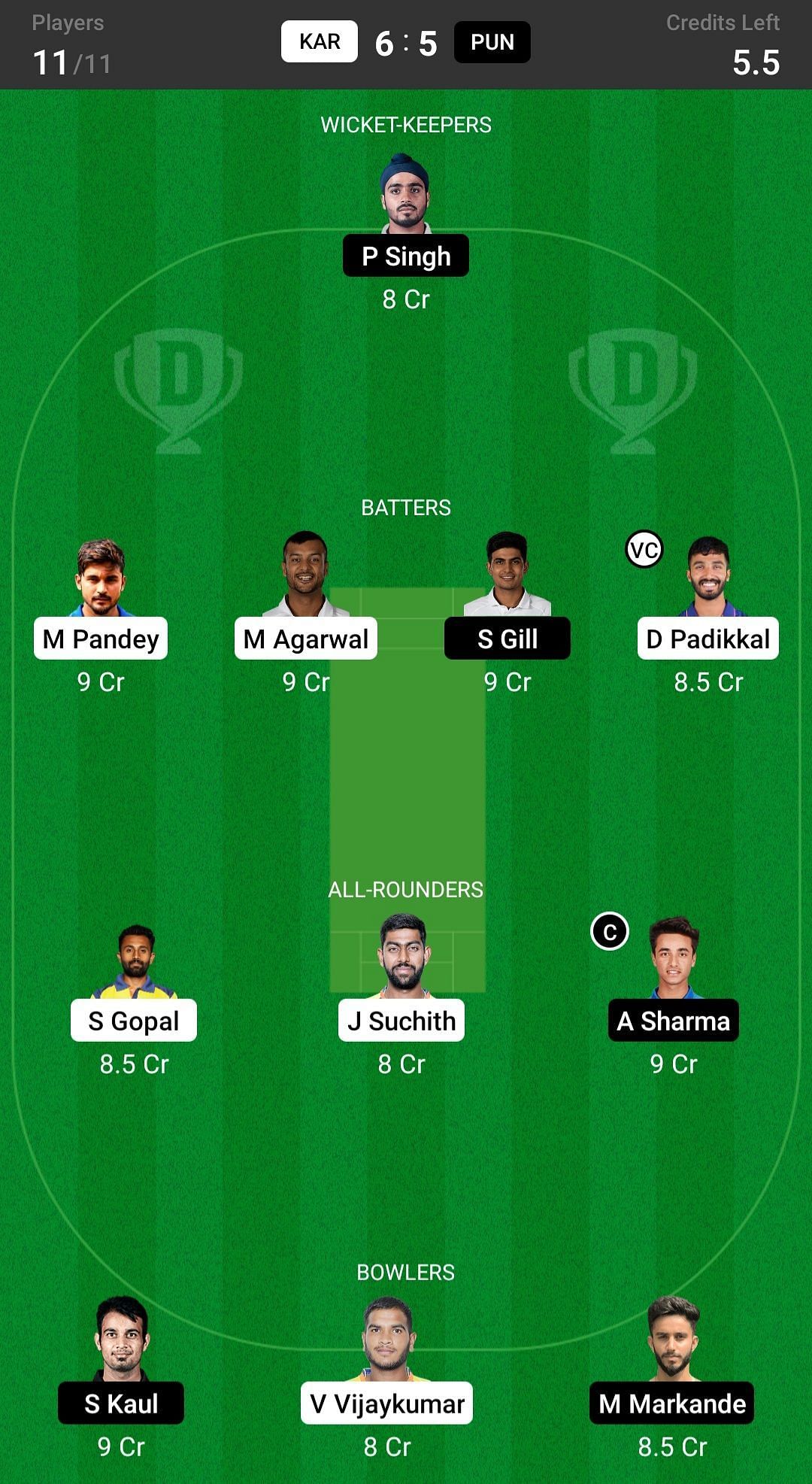 Karnataka vs Punjab Fantasy suggestion #1