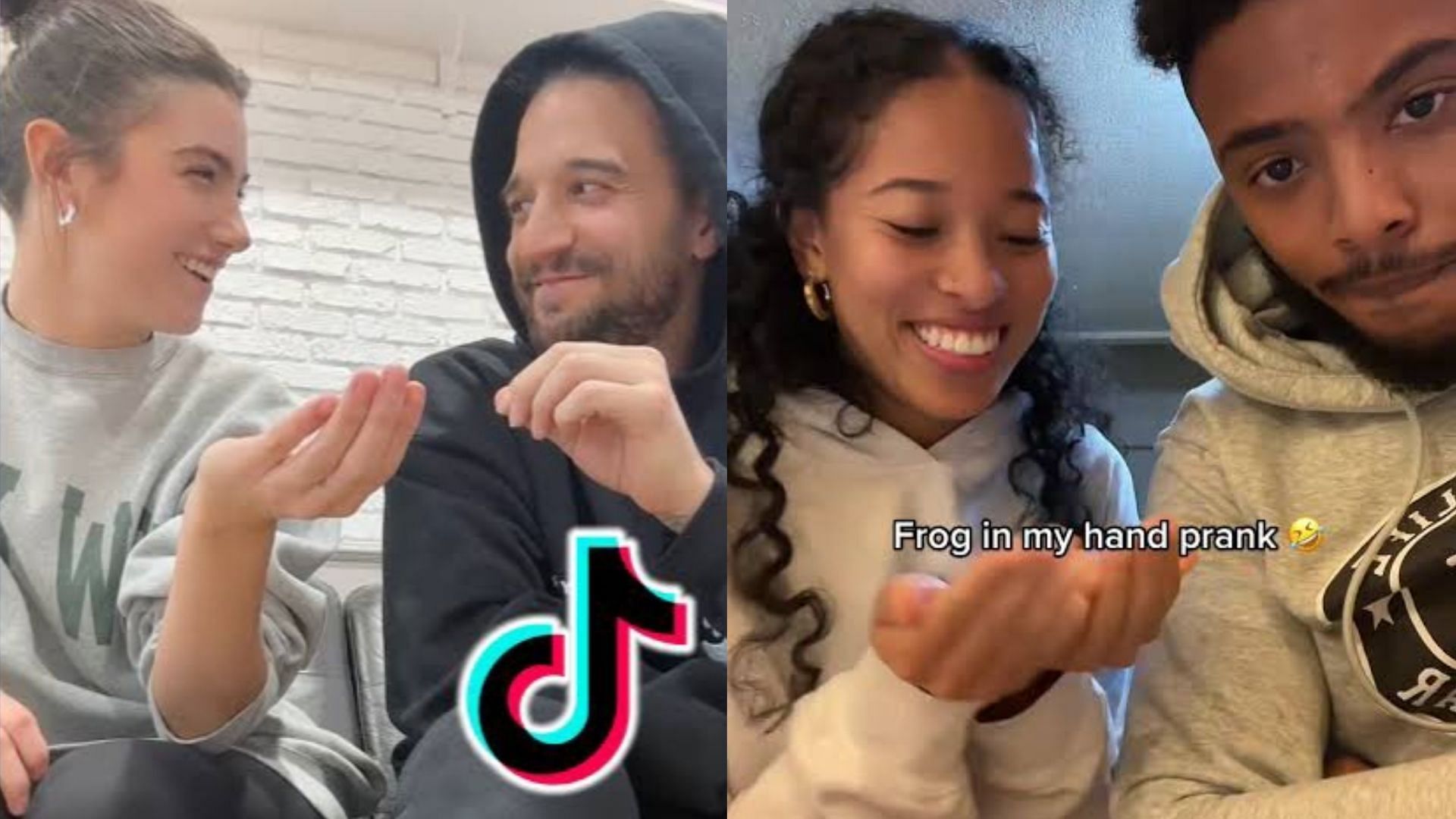 People are pulling the frog in my hand prank on their partners (Image via TikTok)