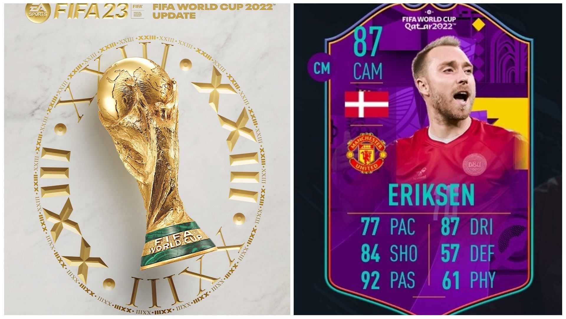 Road to the World Cup Christian Eriksen is available as an SBC in FIFA 23 (Images via EA Sports)