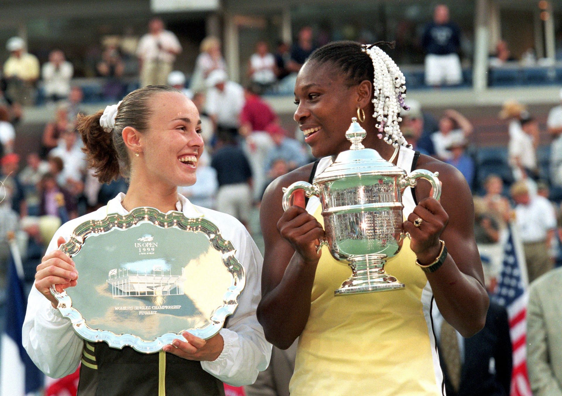 Serena Williams defeated Martina Hingis to win her maiden Grand Slam title at the 1999 US Open