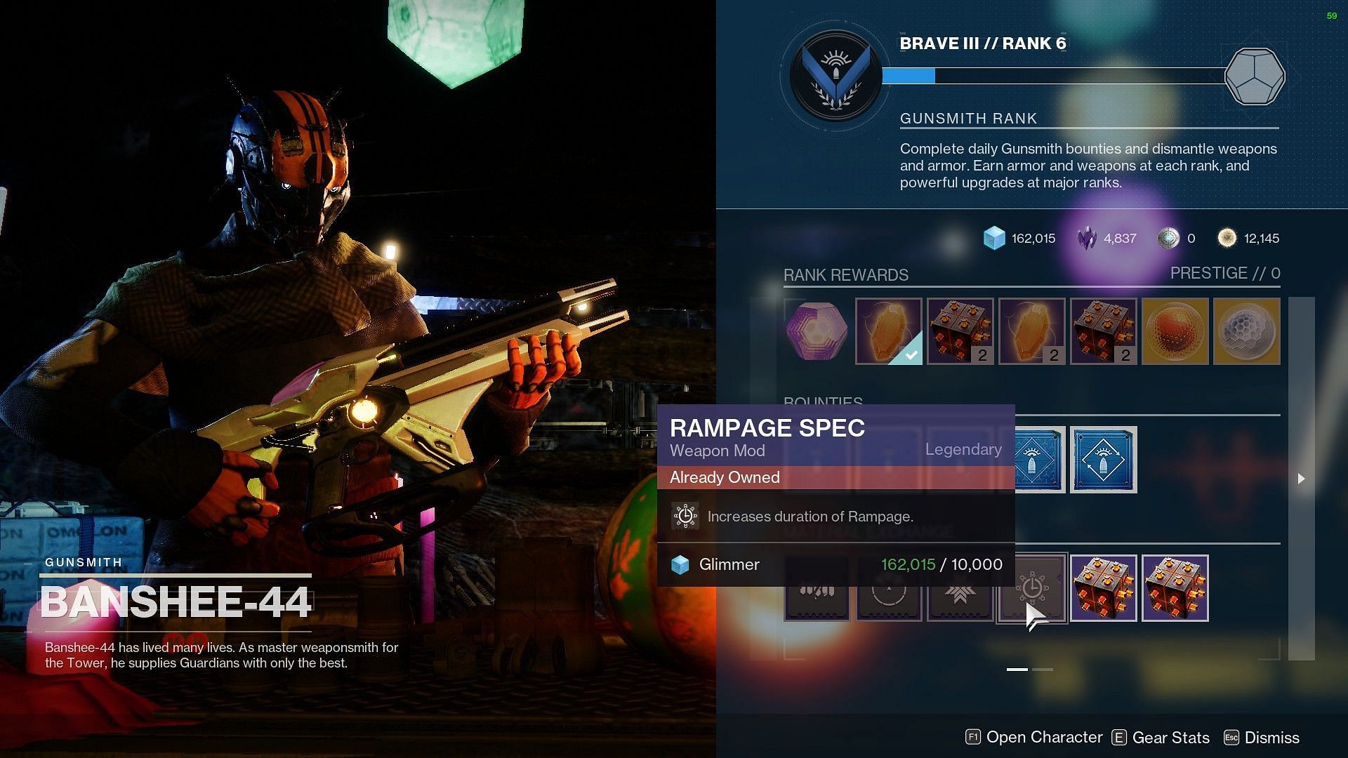 Rampage Spec for sale from Banshee this week (Image via Destiny 2)