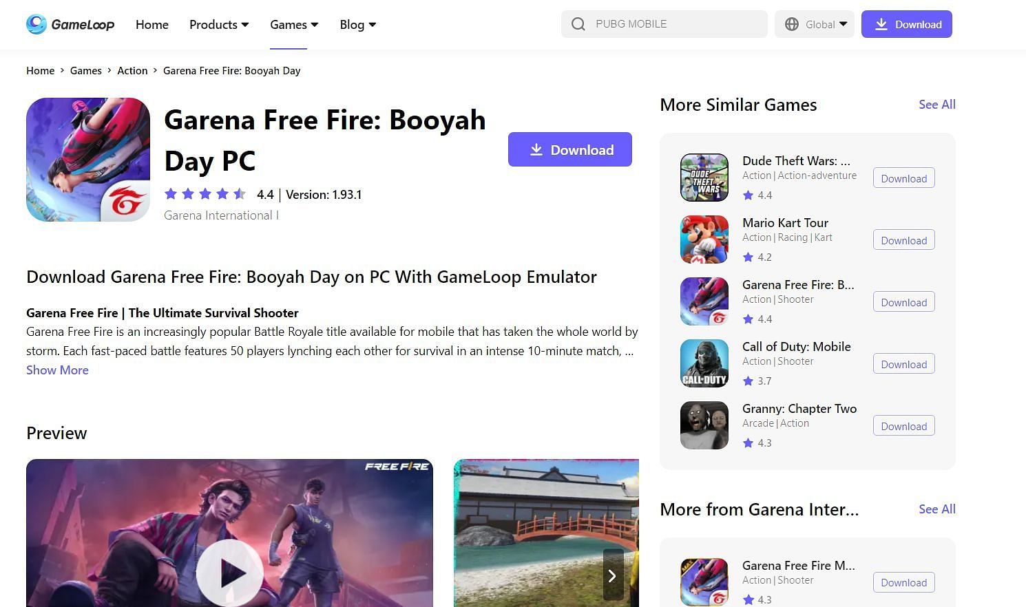 Free Fire Max गेम को PC पर (Image via Garena)