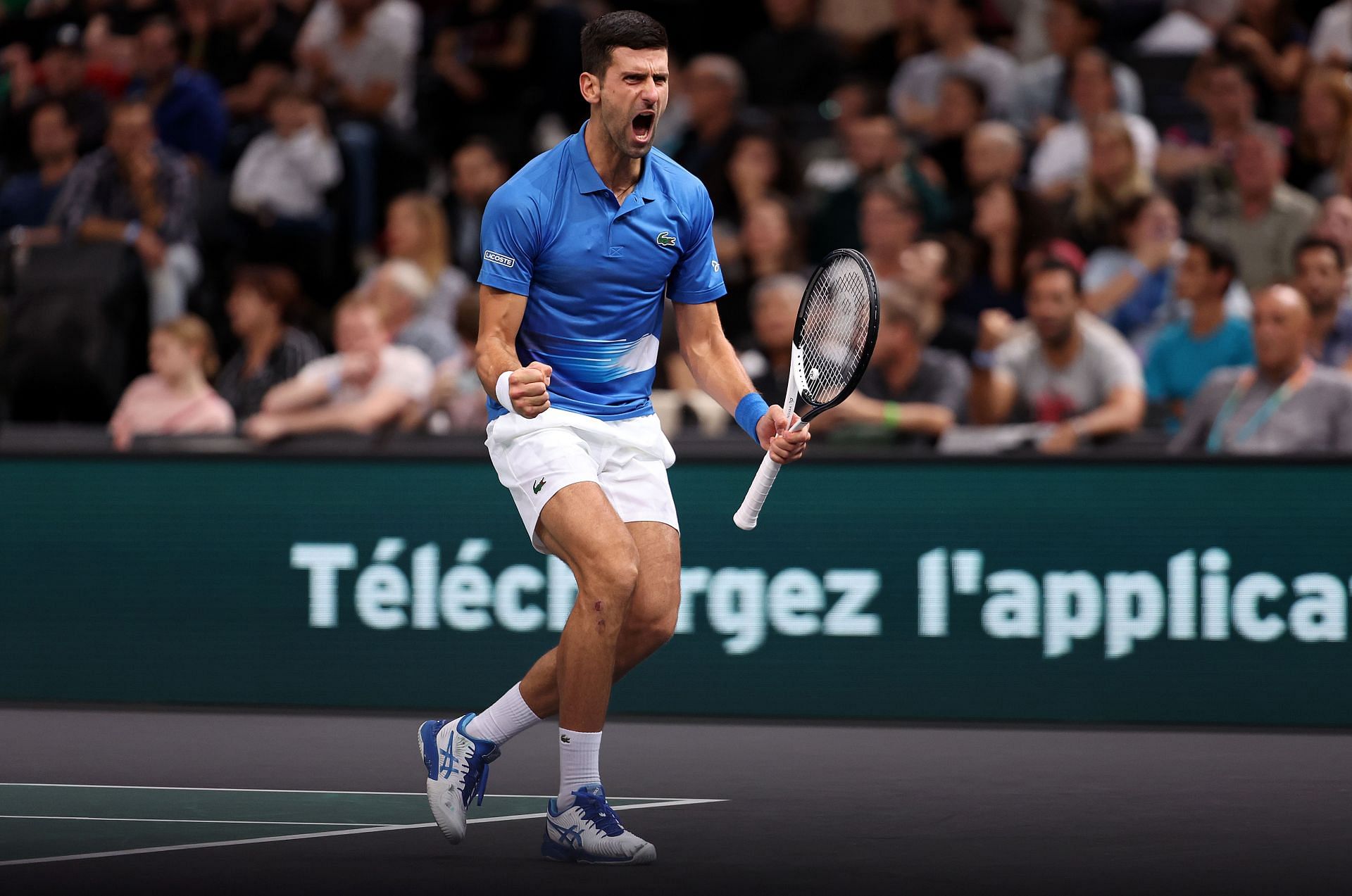 The Serb in action at the Rolex Paris Masters