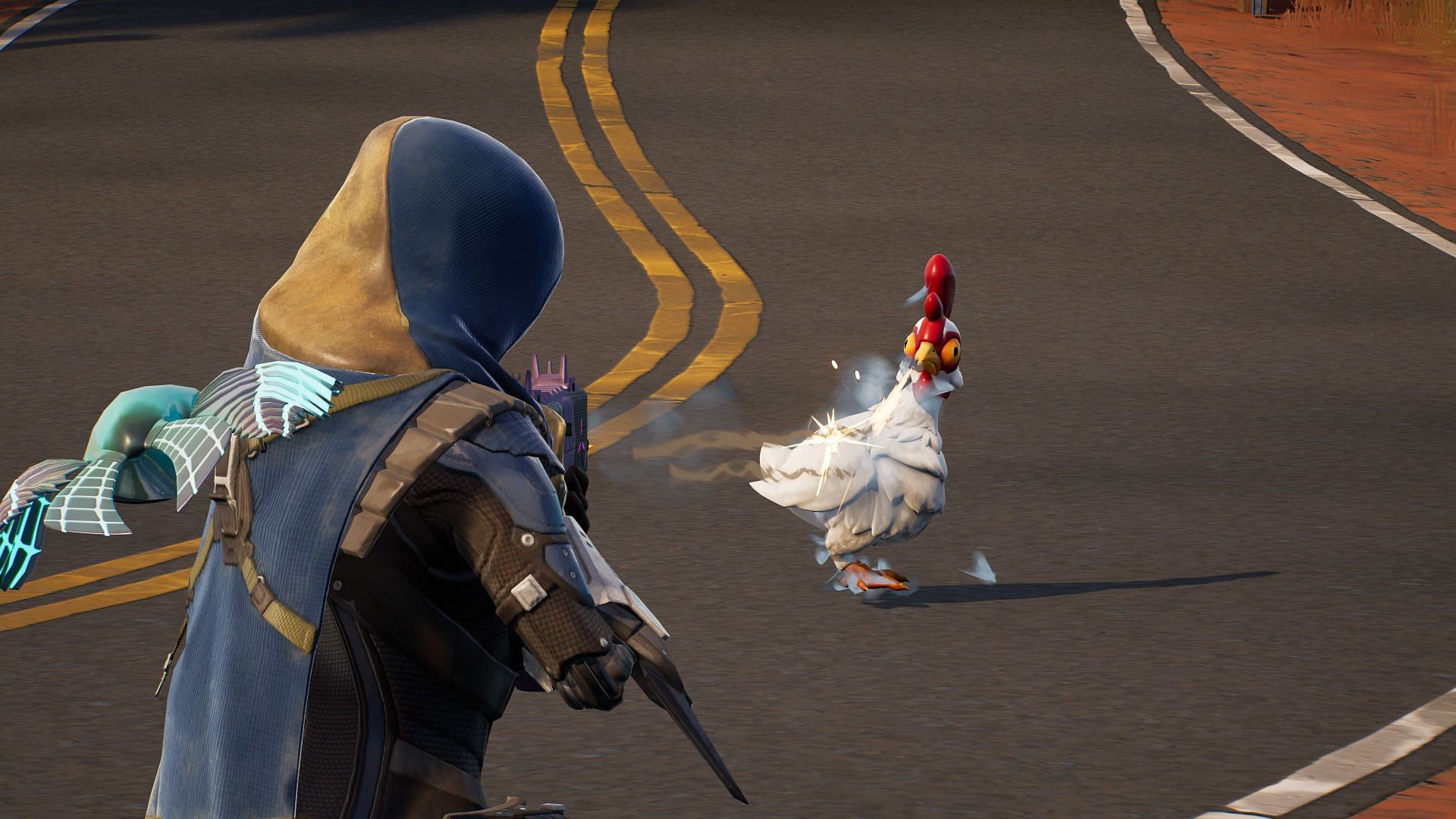 After locating chickens, you simply need to damage them (Image via Epic Games)
