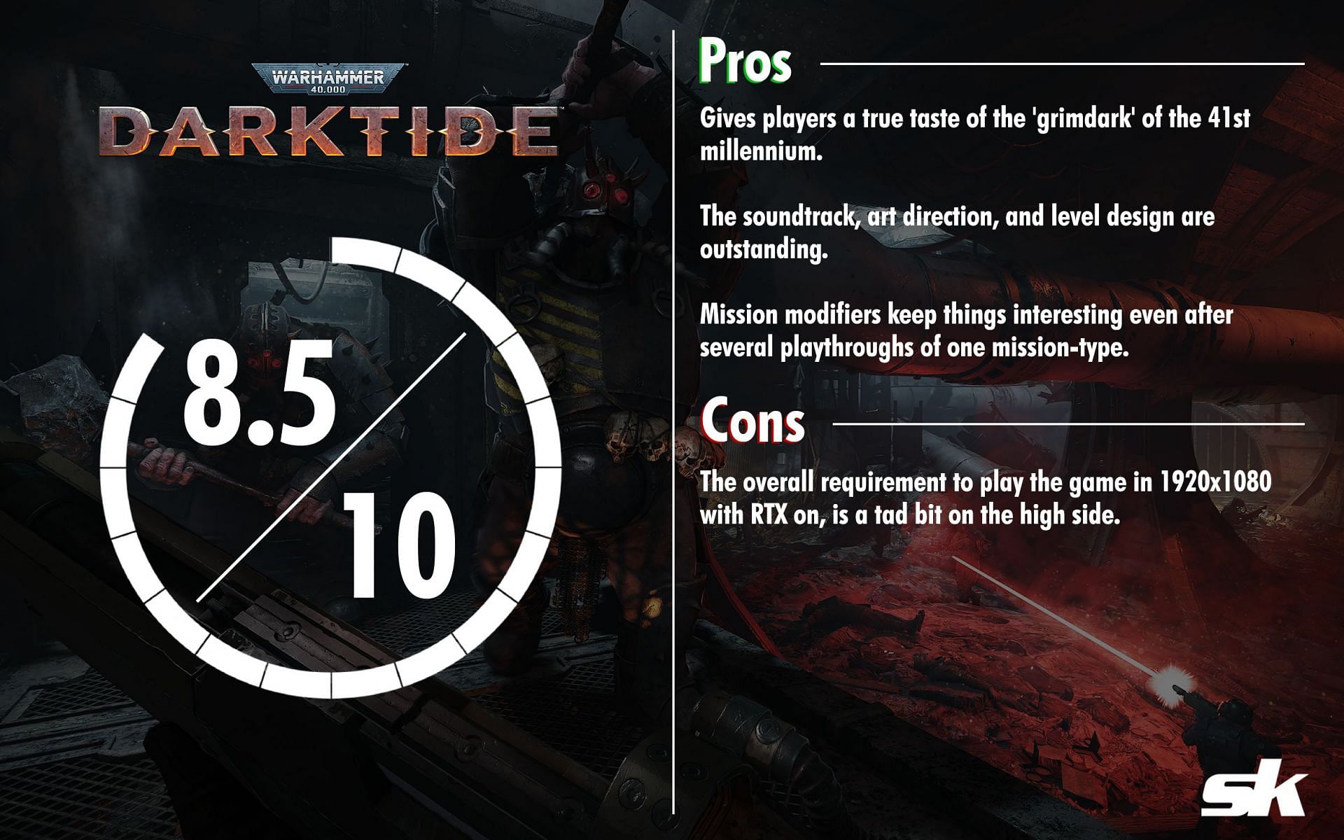 Warhammer 40,000: Darktide ratings by Sportskeeda (Image via Fatshark/Warhammer 40,000: Darktide)