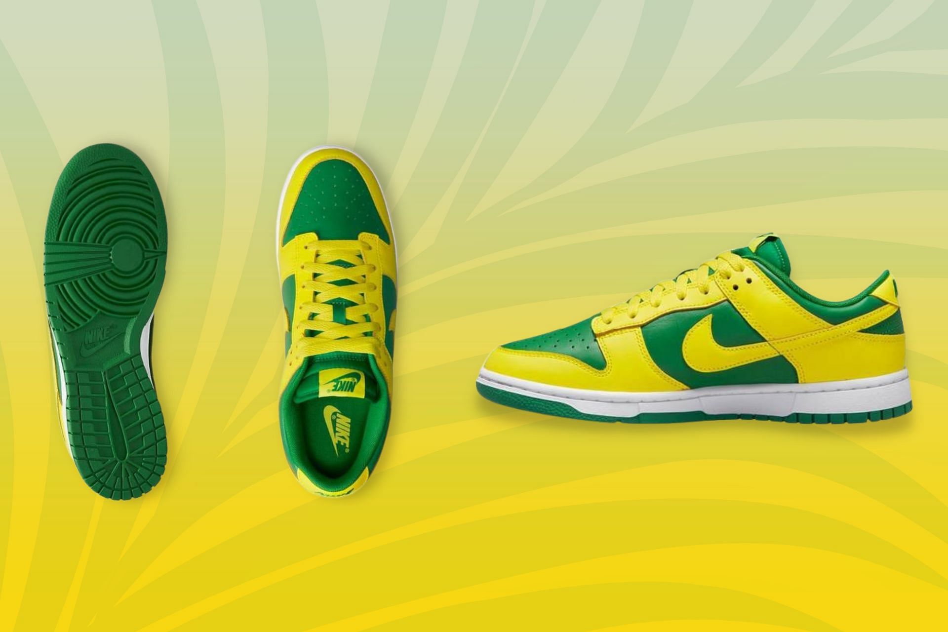 Here&#039;s a detailed look at the Nike Dunk Low Reverse Brazil shoes (Image via Sportskeeda)