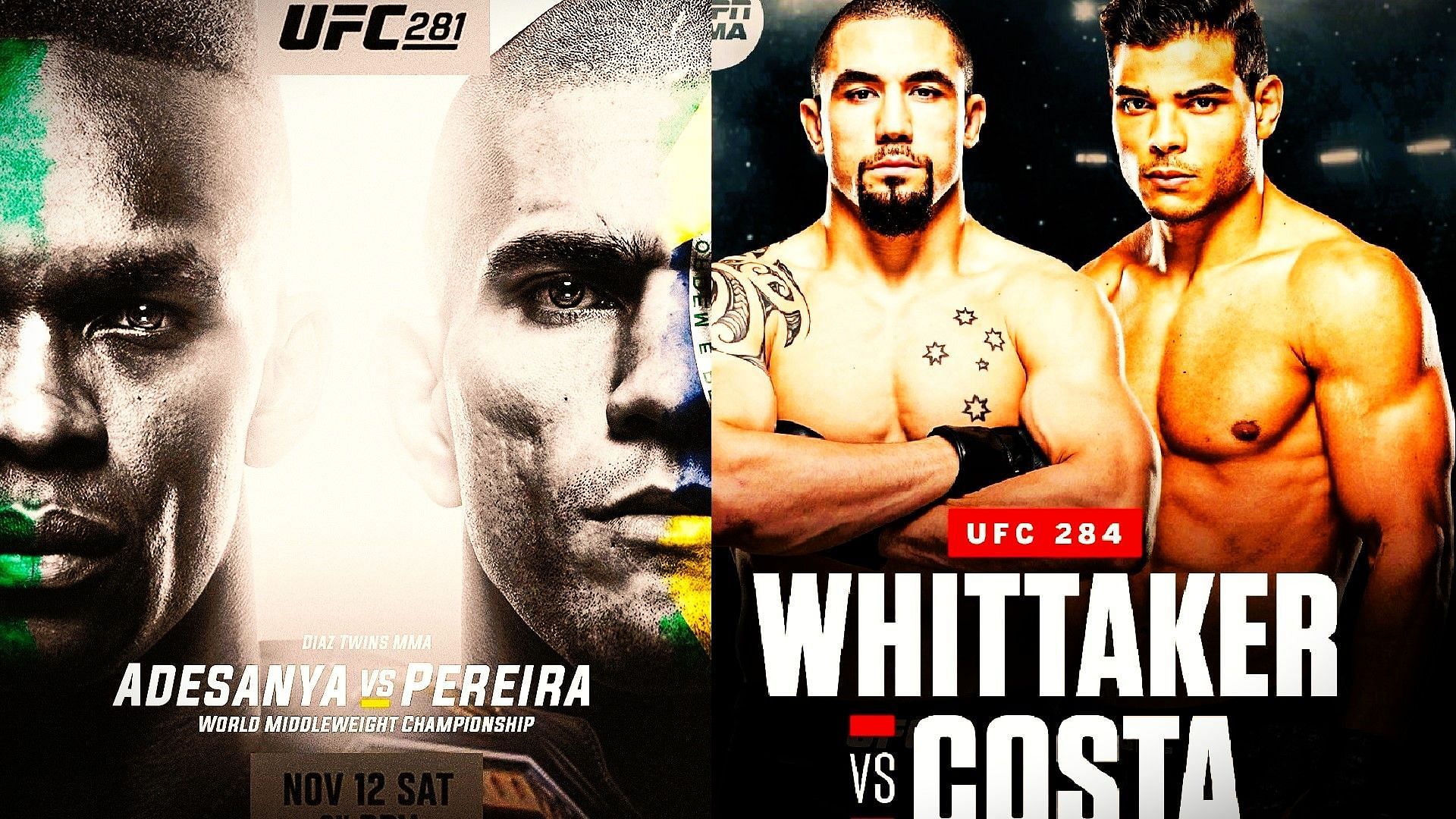 Adesanya vs. Pereira &amp; Whittaker vs. Costa [Images via @diaztwinsmma &amp; @espnmma on Instagram]