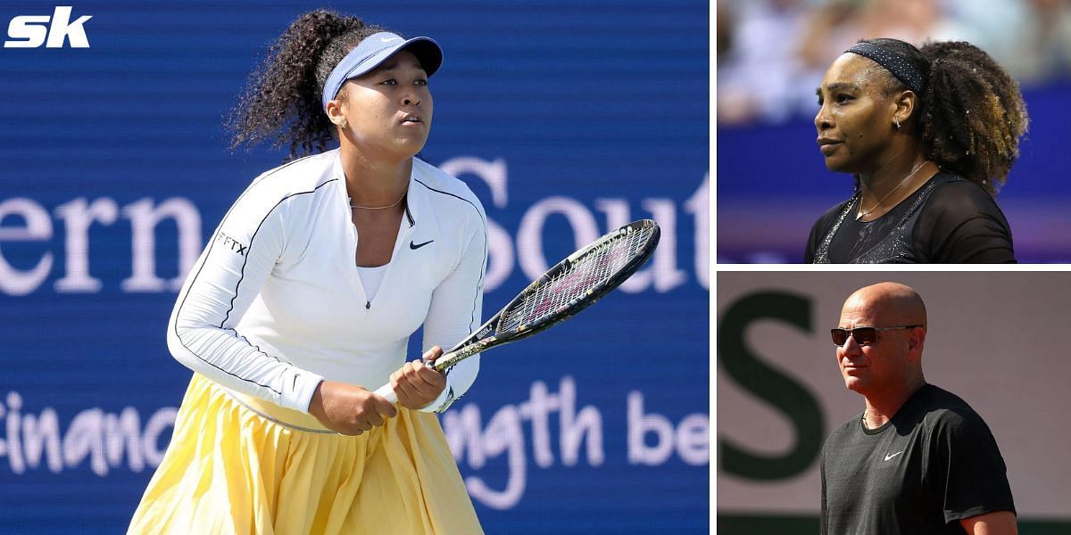 Naomi Osaka, Serena Williams, and Andre Agassi.