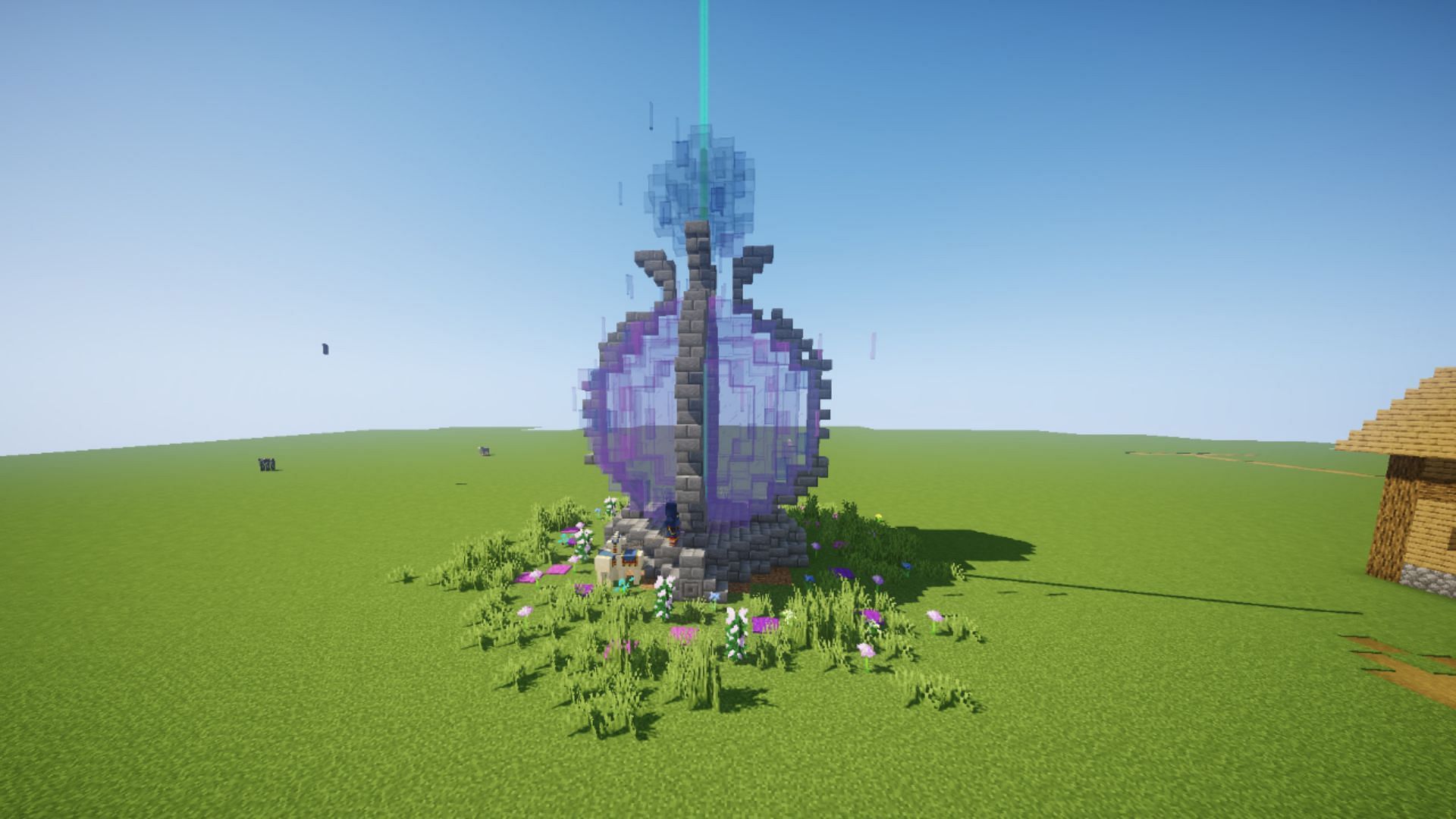 Players can decorate around the beacon for a unique design in Minecraft (Image via Reddit/u/littlePiet)