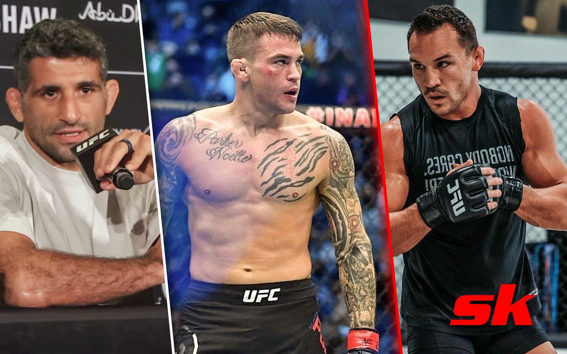 Beneil Dariush (Left), Dustin Poirier (Middle), Michael Chandler (Right) [Image courtesy: @TheMacLife on YouTube, @dustinpoirier and @mikechandlermma on Instagram]