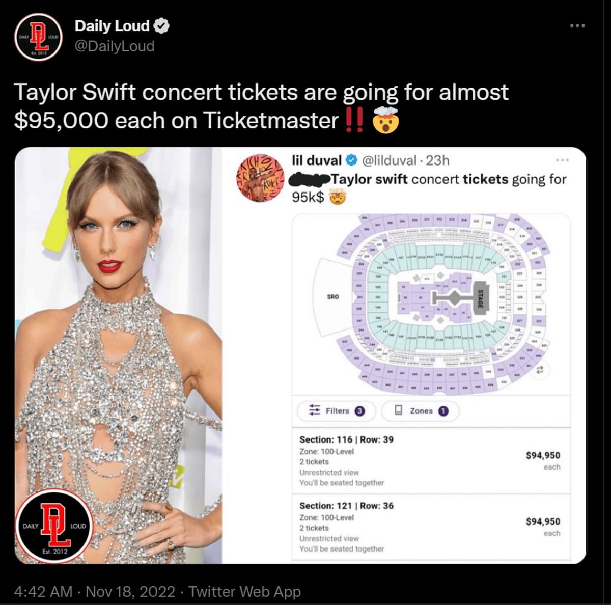 taylor swift tour ticket prices