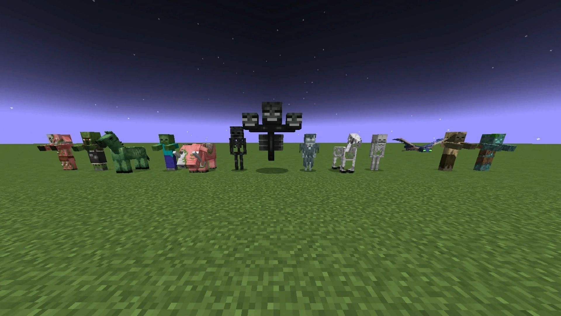 All the undead mobs in the game as of yet (Image via Minecraft Fandom Wiki)