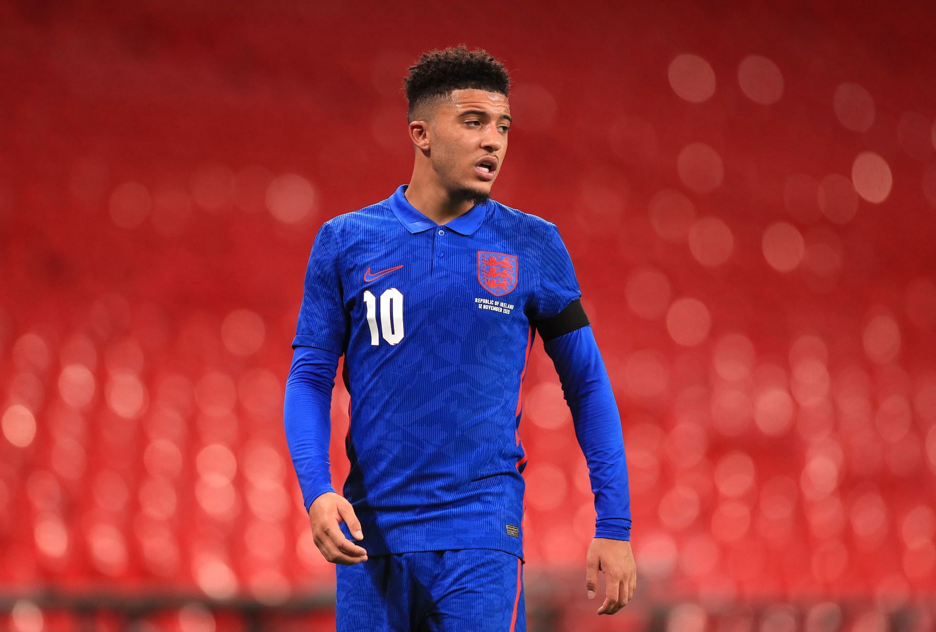 Jadon Sancho in action for England in an international friendly against the Republic of Ireland
