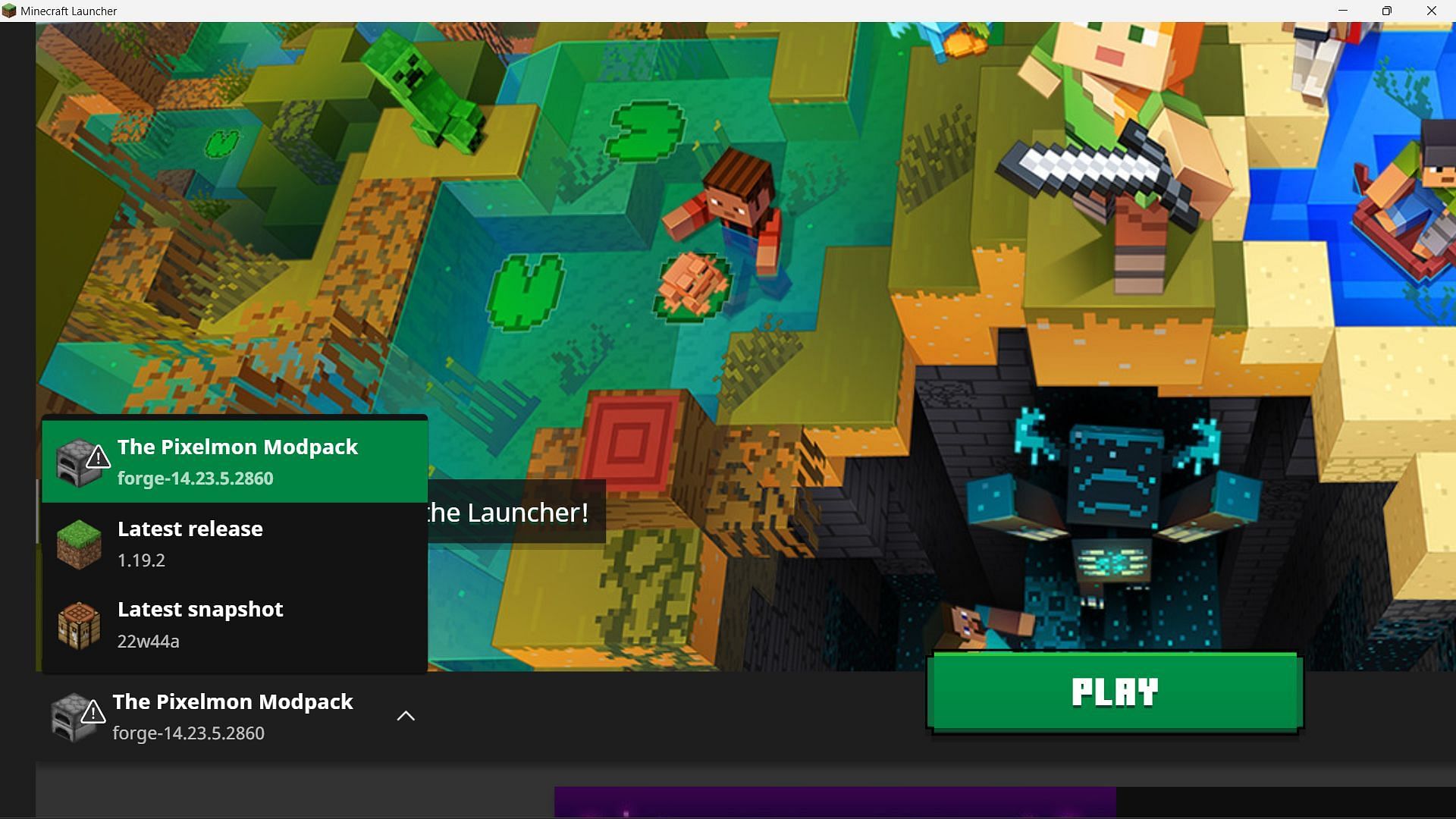 A secondary official game launcher will open that will run the Pixelmon modpack (Image via Sportskeeda)