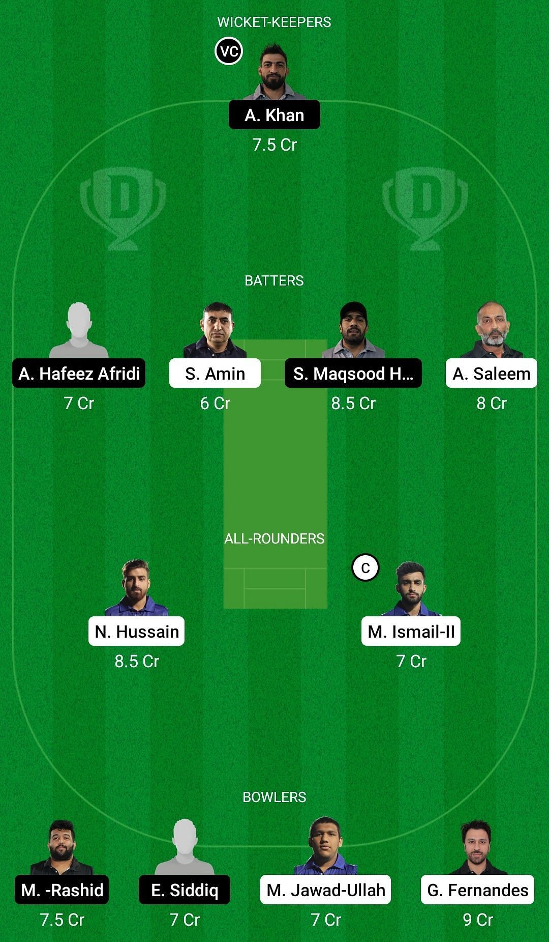 Dream11 Team for Z Games Strikers vs Rasai - Dubai D10 Division 2.