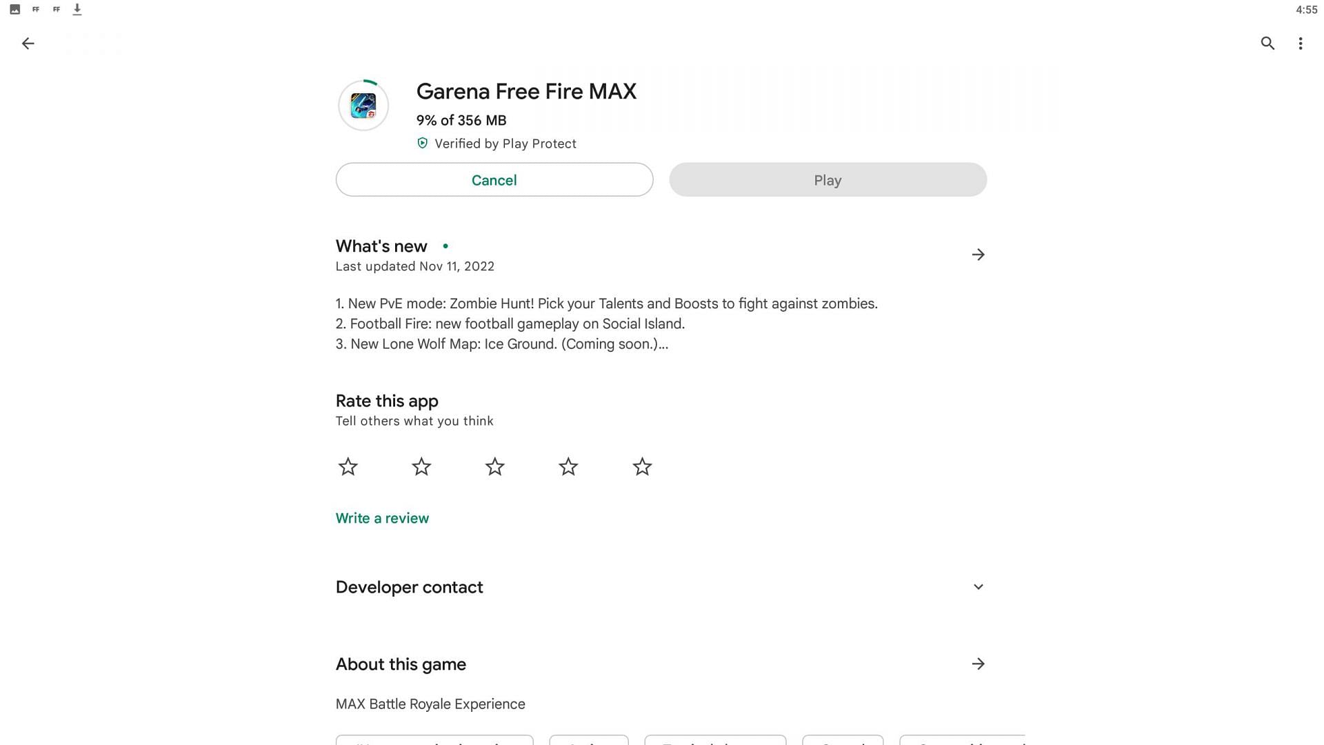 Those who have the game installed can update it (Image via Google Play Store)