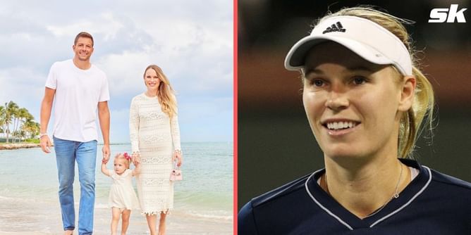 Baby's day out: Caroline Wozniacki shares a picture of taking her newborn out in a stroller