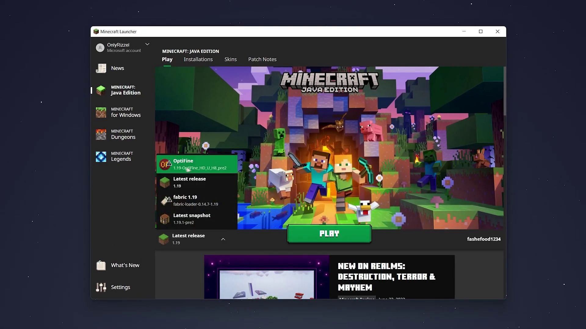 Run Optifine on the game&#039;s launcher (Image via Techademics/YouTube)