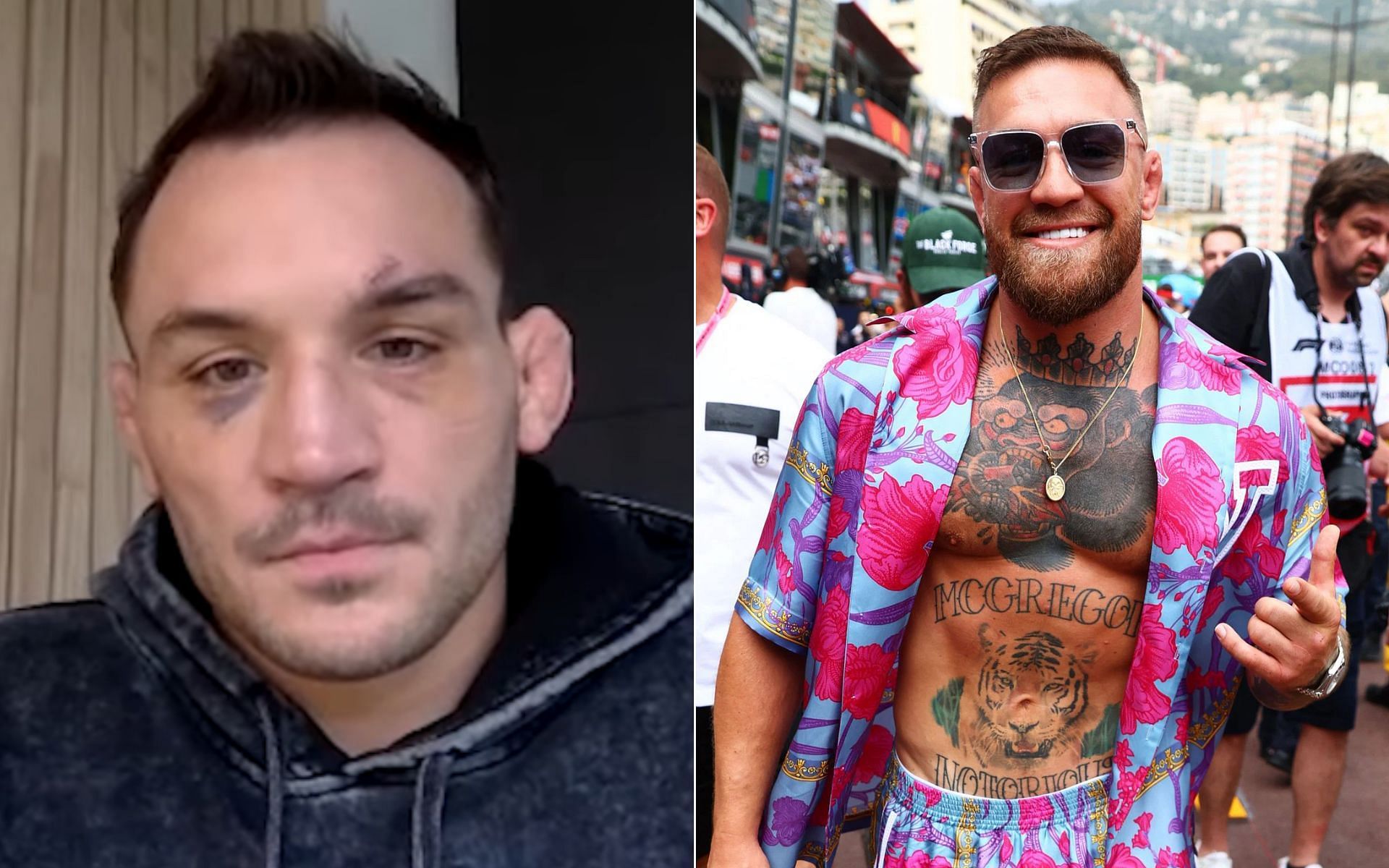 (L) Michael Chandler {Photo credit: ESPN MMA - YouTube}, and Conor McGregor (R)