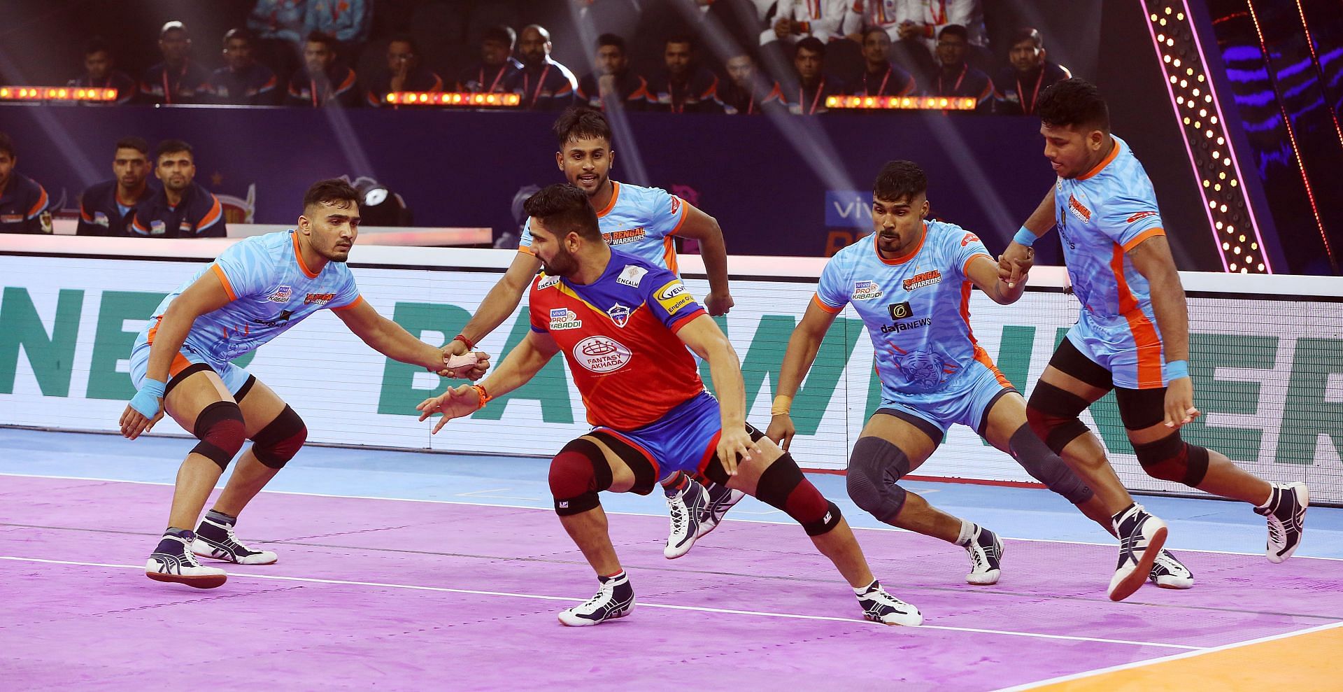 Pardeep Narwal was in action against the Bengal Warriors (Image: Pro Kabaddi)