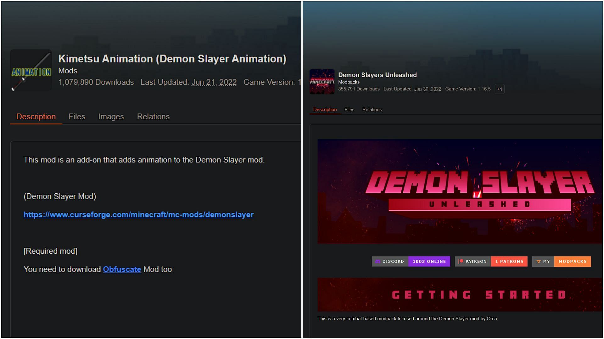 Other Demon Slayer related mods and modpacks for Minecraft (Image via Sportskeeda)